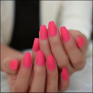 Women's 24 Pack Fake Festive Press On Nails Bright Pink